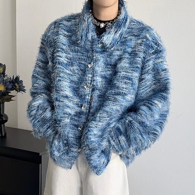 GRAYCIOUS-Collar Striped Single-Breasted Jacket