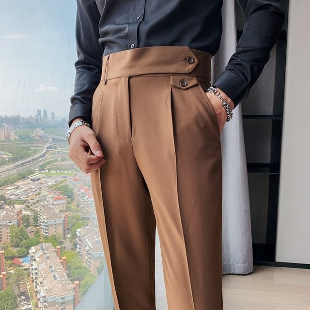GRAYCIOUS-High Waist Plain Cropped Tapered Pants
