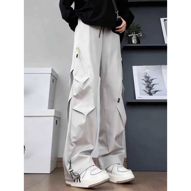 GRAYCIOUS-High Waist Plain Drawstring Shirred Wide Leg Pants