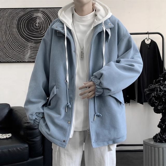 GRAYCIOUS-Hooded Mock Two Piece Oversized Zip Jacket