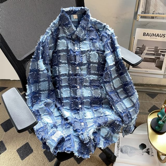 GRAYCIOUS-Long-Sleeve Plaid Shirt