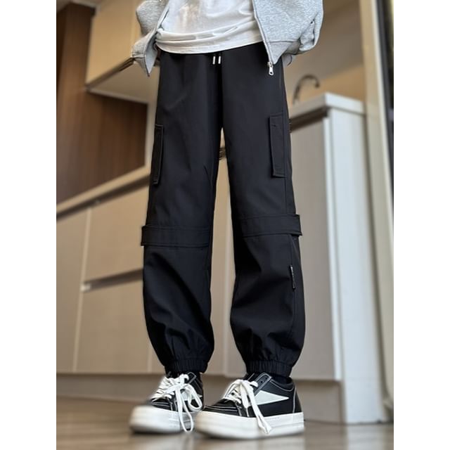 GRAYCIOUS-Mid Rise Plain Cargo Baggy Pants