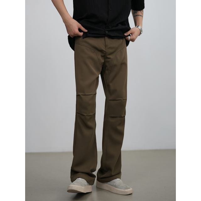 GRAYCIOUS-Mid Rise Plain Flared Dress Pants