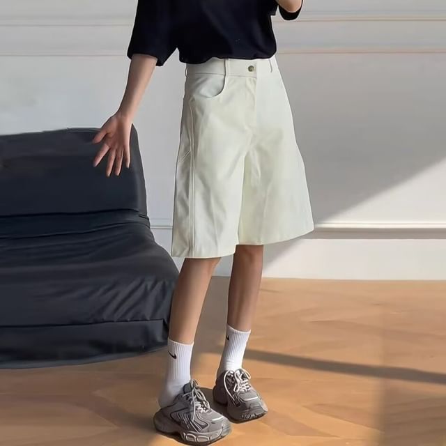 GRAYCIOUS-Mid Rise Plain Shorts
