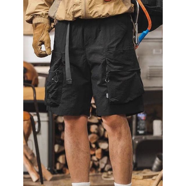GRAYCIOUS-Mid Rise Plain Wide Leg Cargo Shorts