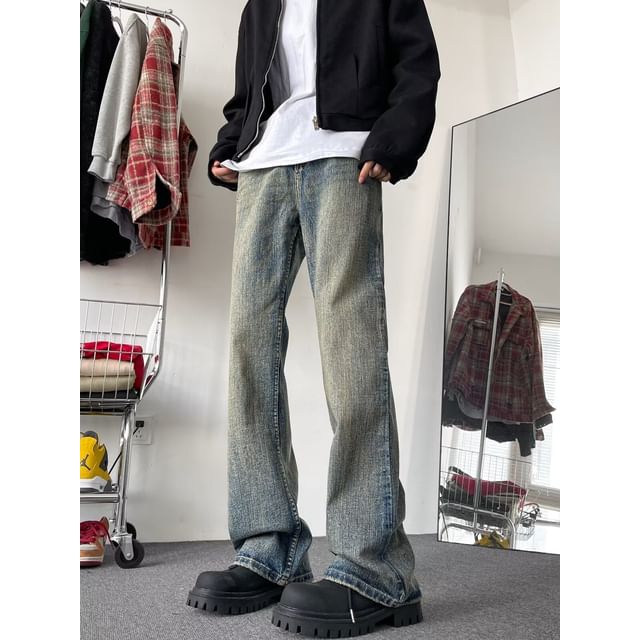 GRAYCIOUS-Mid Rise Washed Flared Jeans