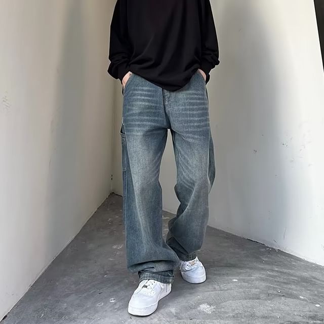 GRAYCIOUS-Mid Rise Washed Wide Leg Jeans