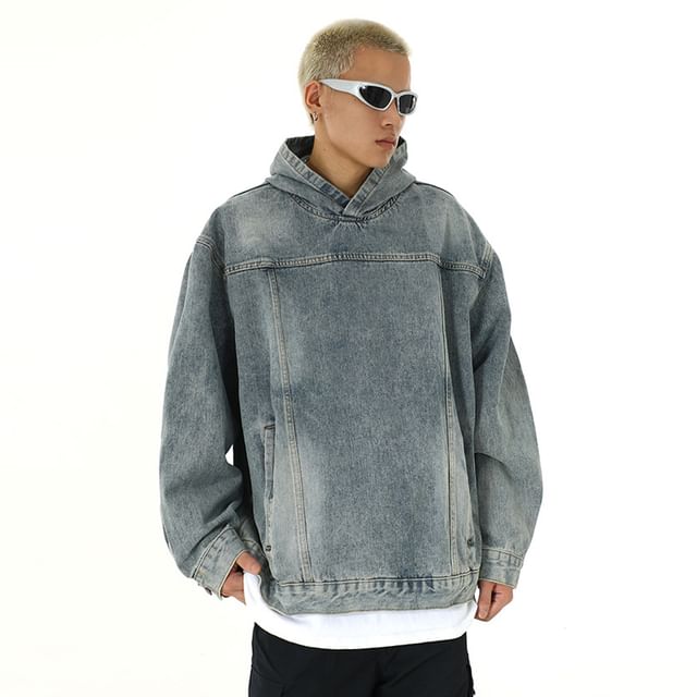 GRAYCIOUS-Washed Denim Hoodie