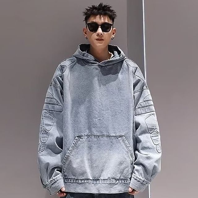 GRAYCIOUS-Washed Denim Hoodie