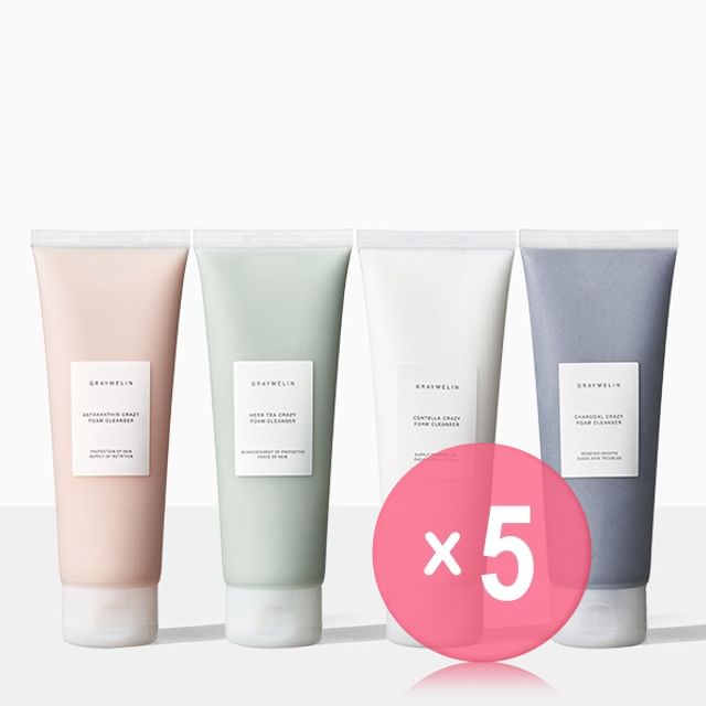 GRAYMELIN-Crazy Foam Cleanser Tube - 4 Types 5pcs Bundle Set
