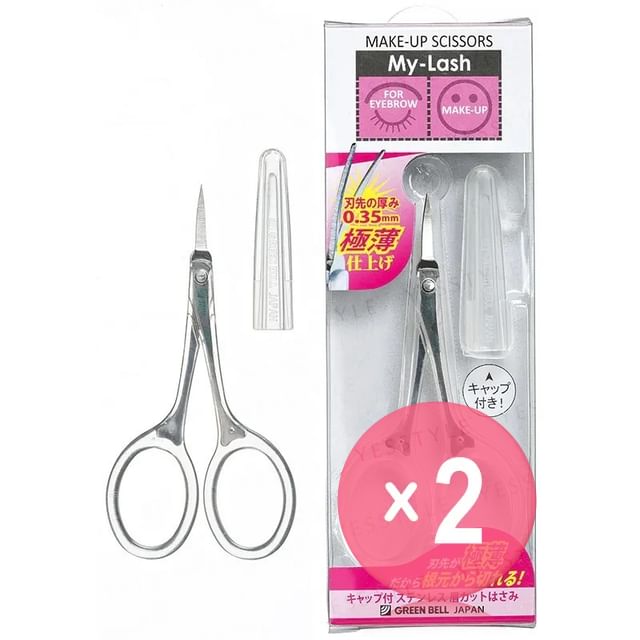Green Bell-My-Lash Make-Up Scissors Curved Blade Design 2pcs Bundle Set