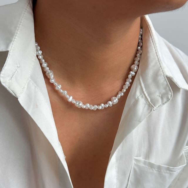 Gretlyn-Irregular Faux Pearl Necklace