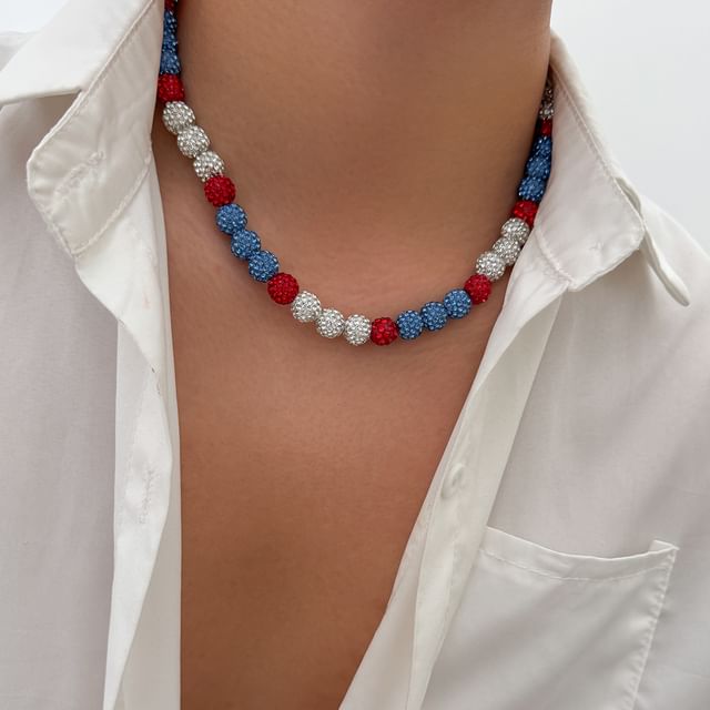 Gretlyn-Rhinestone Bead Choker