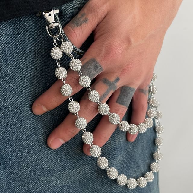 Gretlyn-Rhinestone Bead Layered Alloy Jeans Chain