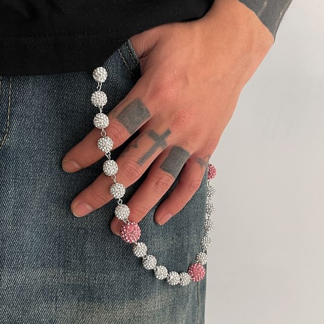 Gretlyn-Rhinestone Bead Station Jeans Chain