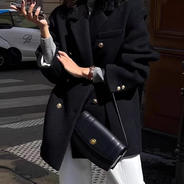 Gwendolyn-Plain Double-Breasted Blazer