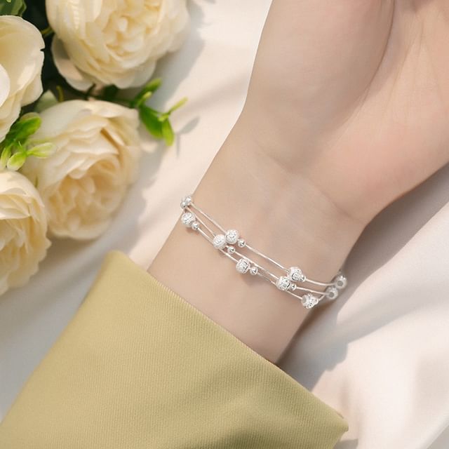 Halfla-925 Sterling Silver Bead Bracelet