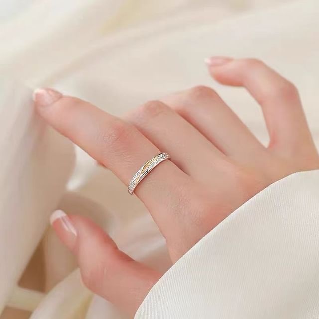 Halfla-925 Sterling Silver Couple Matching Open Ring