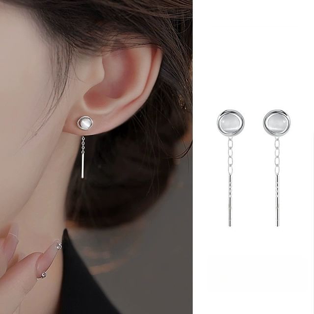Halfla-Faux Gemstone S925 Sterling Silver Threader Earring