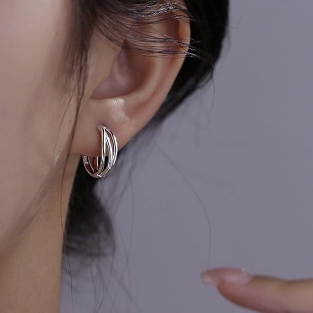Halfla-Layered Alloy Hoop Earring