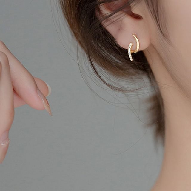 Halfla-Rhinestone Layered S925 Sterling Silver Stud Earring