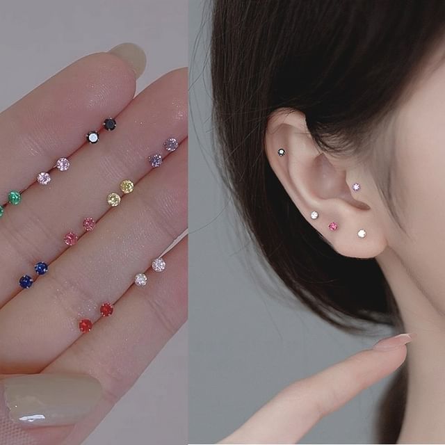 Halfla-Rhinestone S925 Sterling Silver Stud Earring