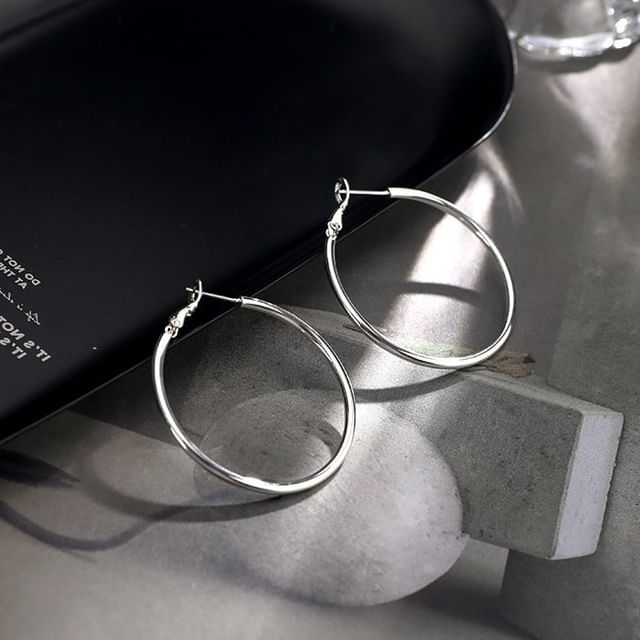 Halfla-S925 Sterling Silver Hoop Earring