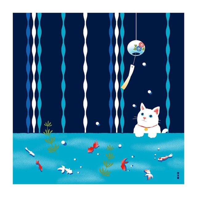 hamamonyo-Cats Goldfish Wrapping Handkerchief