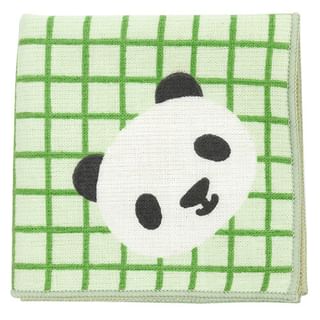 hamamonyo-Green Checked Panda Hand Towel