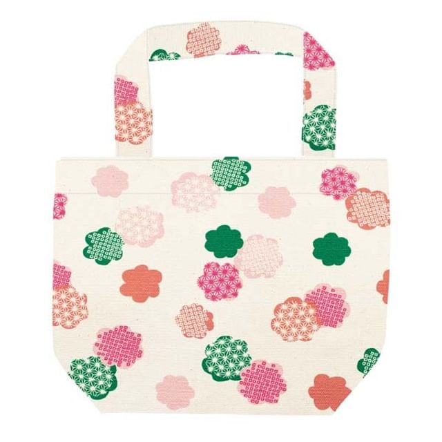 hamamonyo-Hand Printed Canvas Small Tote Bag Off-White