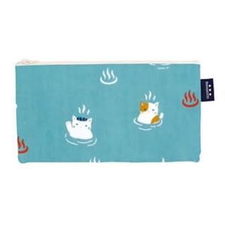 hamamonyo-Hot Spring Cat Flat Pouch Blue