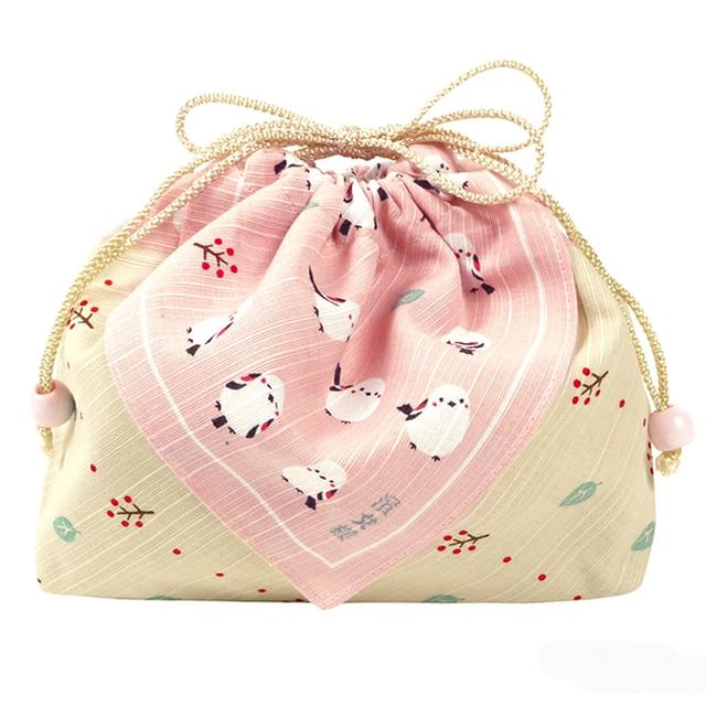 hamamonyo-Long-tailed Tit Bird Drawstring Pouch