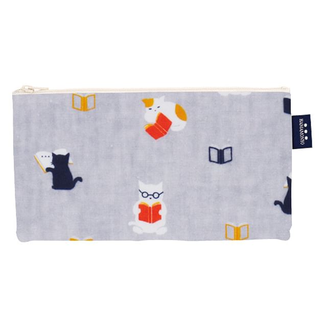 hamamonyo-Reading Cat Flat Pouch