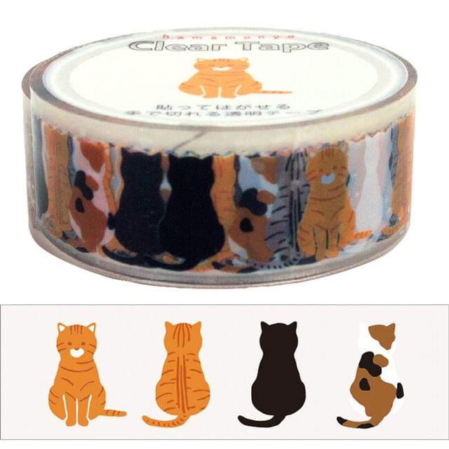 hamamonyo-Sitting Cats Clear Masking Tape