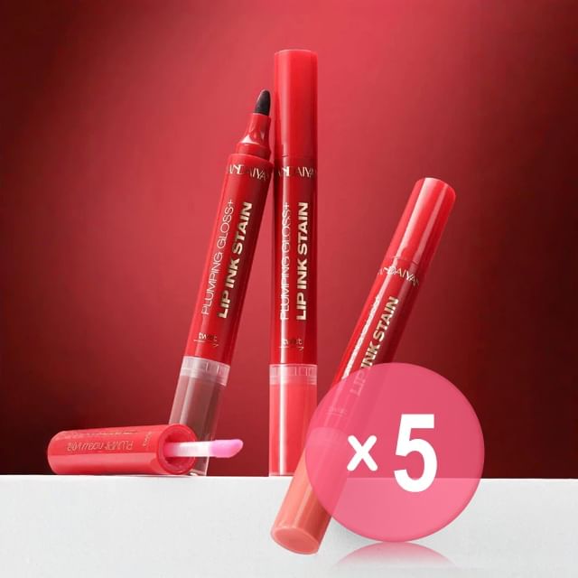 HANDAIYAN-Dual-Ended Lip Gloss Lip Liner - Duo gloss et crayon à lèvres - lot de 5 - 5 teintes
