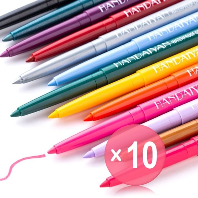 HANDAIYAN-Waterproof Matte Gel Eyeliner - 10 Colors 10pcs Bundle Set