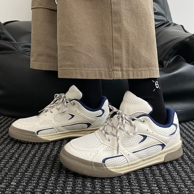 HANO-Mesh Panel Lace-Up Sneakers