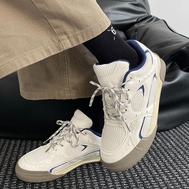HANO-Mesh Panel Lace-Up Sneakers