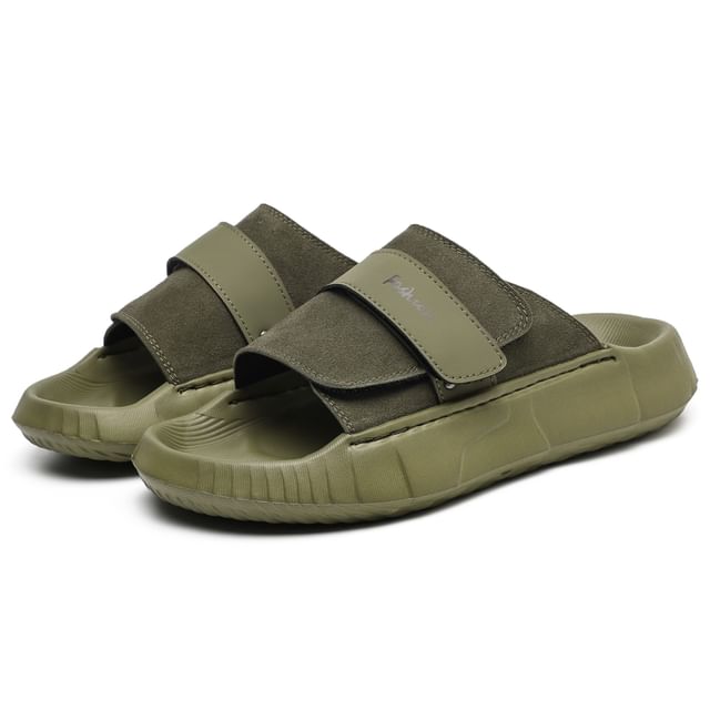 HANO-Platform Faux Leather Slide Sandals