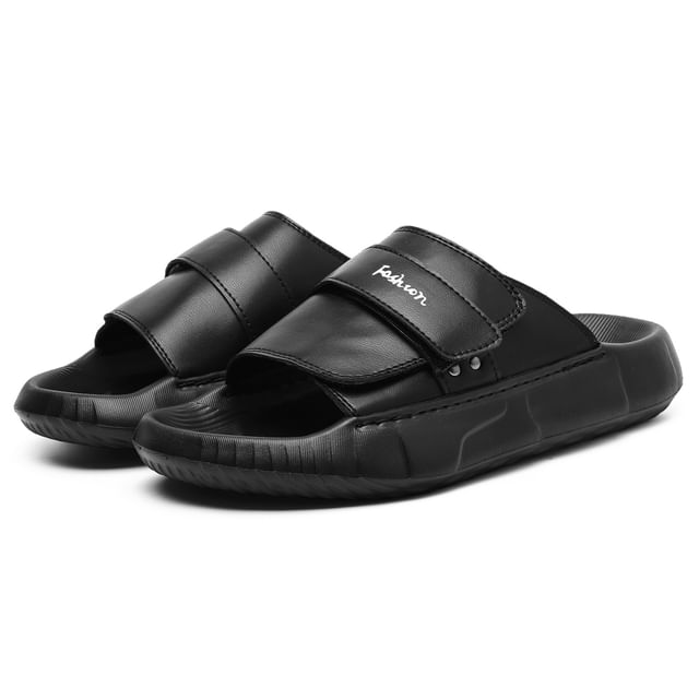 HANO-Platform Faux Leather Slide Sandals