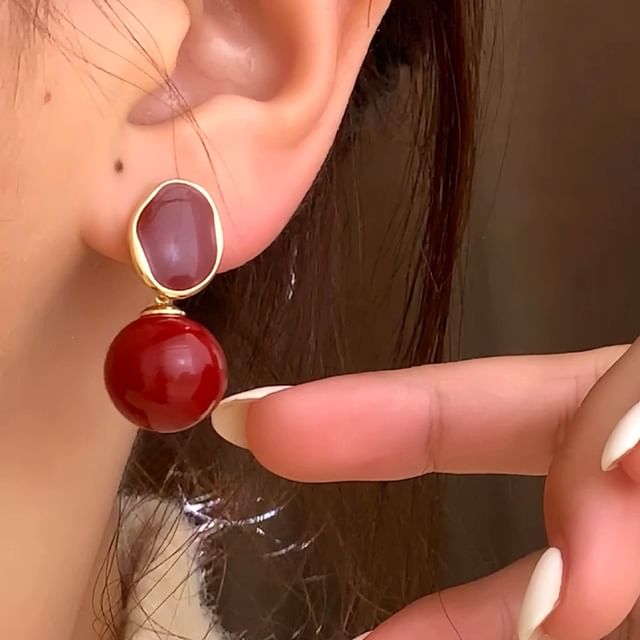 Hansha-Bead Alloy Drop Earring