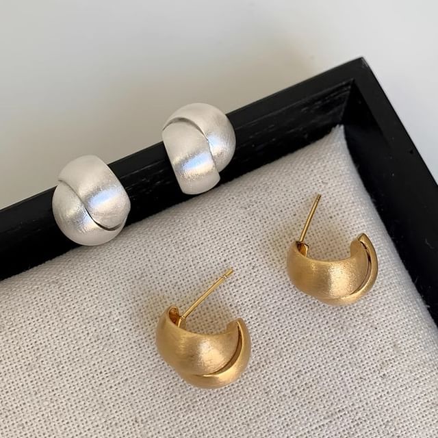 Hansha-Brush Layered Alloy Open Hoop Earring