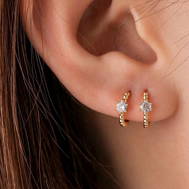 Hansha-CZ Braided Hoop Earring