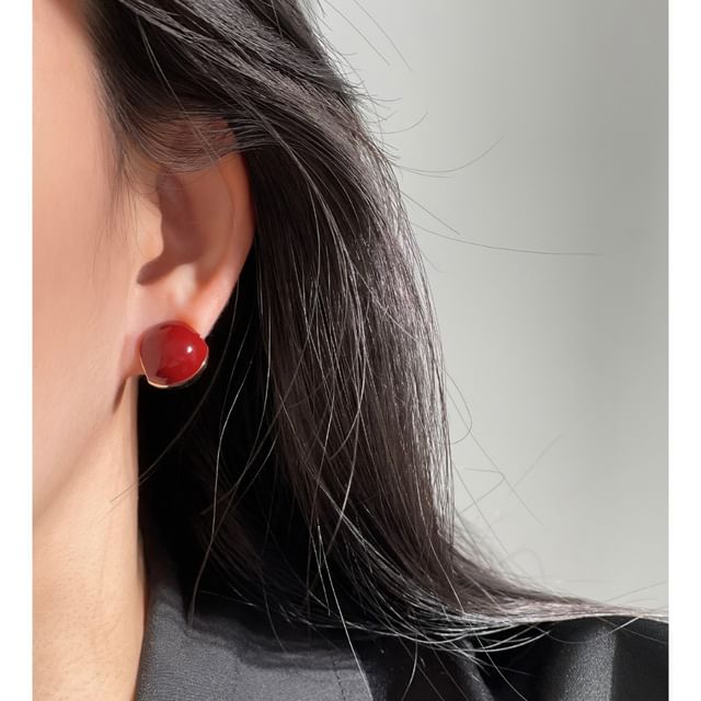 Hansha-Enamel Ball Stud Earring