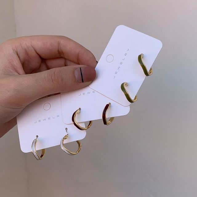 Hansha-Enamel Open Hoop Earring