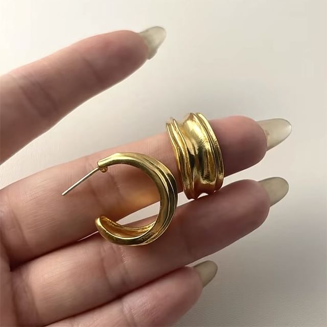 Hansha-Irregular Alloy Open Hoop Earring