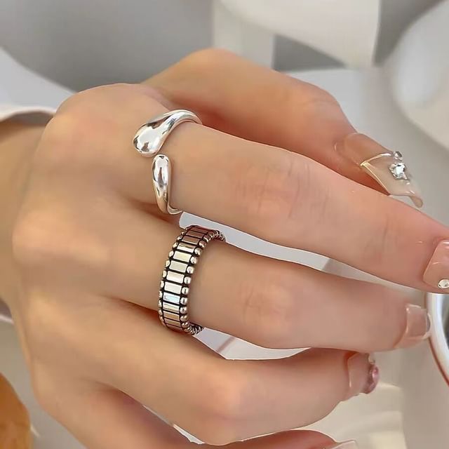 Hansha-Irregular Alloy Open Ring Textured Alloy Open Ring