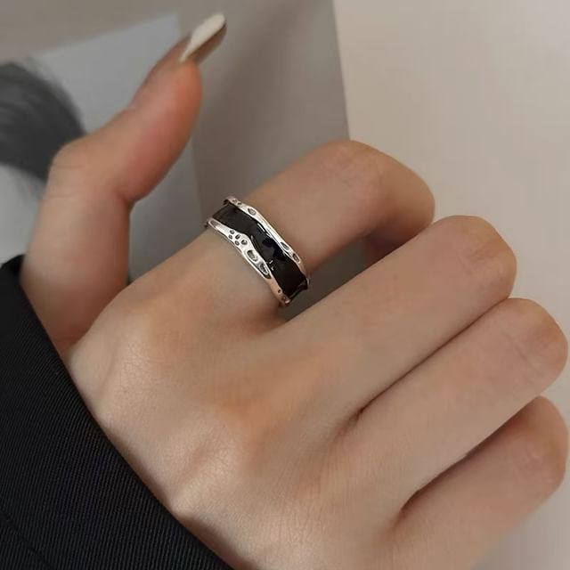 Hansha-Irregular Glaze Alloy Open Ring