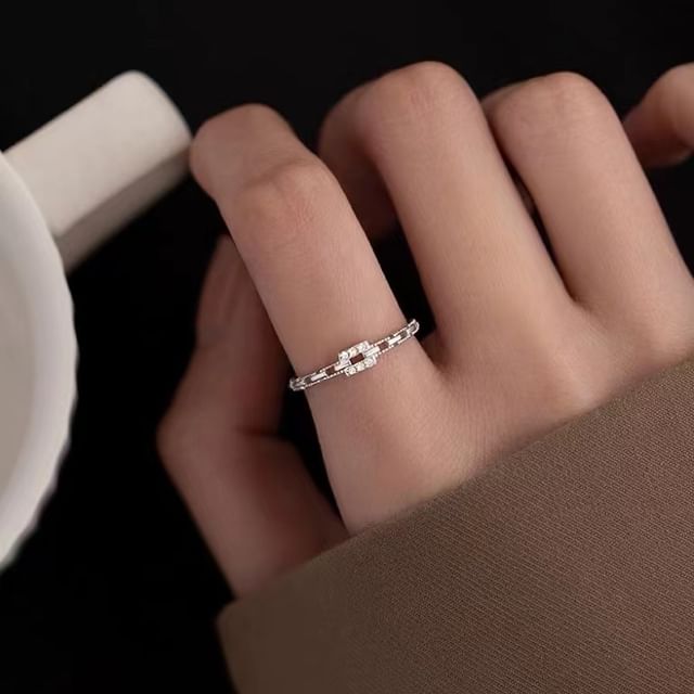 Hansha-Rhinestone Alloy Open Ring
