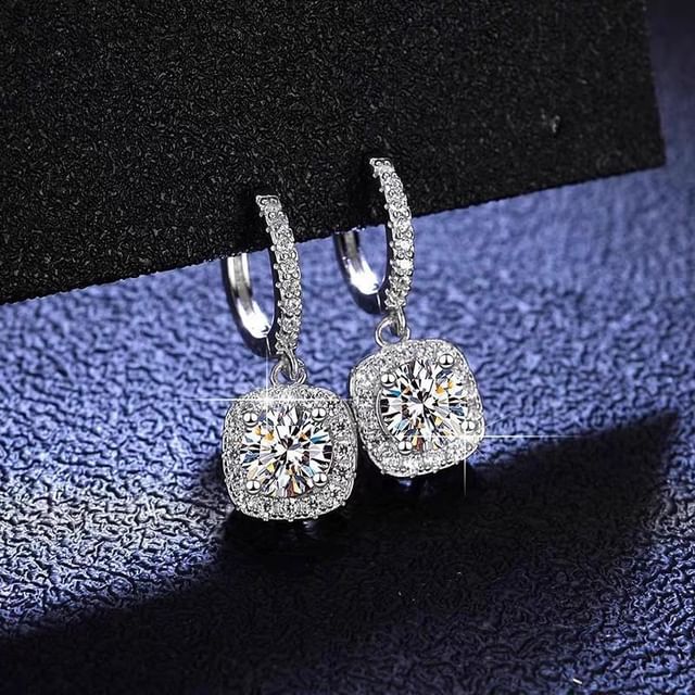 Hansha-Rhinestone Drop Huggie Earring